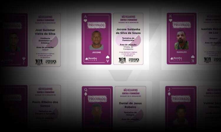 SSP-BA lança Baralho Lilás, com 16 foragidos por crimes contra mulheres, incluindo um conquistense procurado