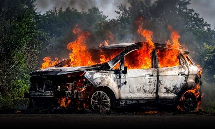 Urgente na BR-116: Carro oficial da Câmara de Vereadores é consumido pelas chamas nesta tarde