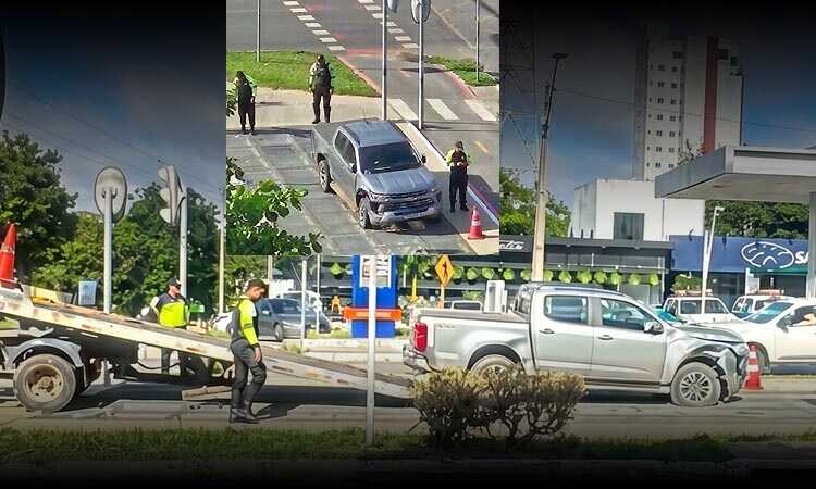 Conquista: caminhonete desgovernada invade canteiro central da Avenida Olívia Flores; Simtrans acompanha ocorrência